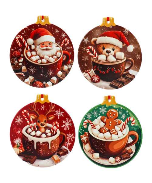 Appendino e Sottobicchiere Moka Ceramica Natalizio 10×11 cm – MC Bomboniere