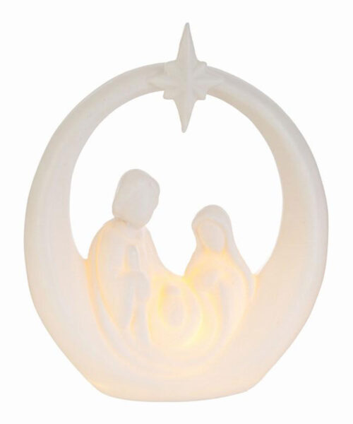 Sacra Famiglia in Porcellana con Luce LED