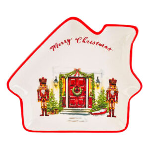 Vassoio Casetta Porcellana Schiaccianoci – Accessorio natalizio elegante