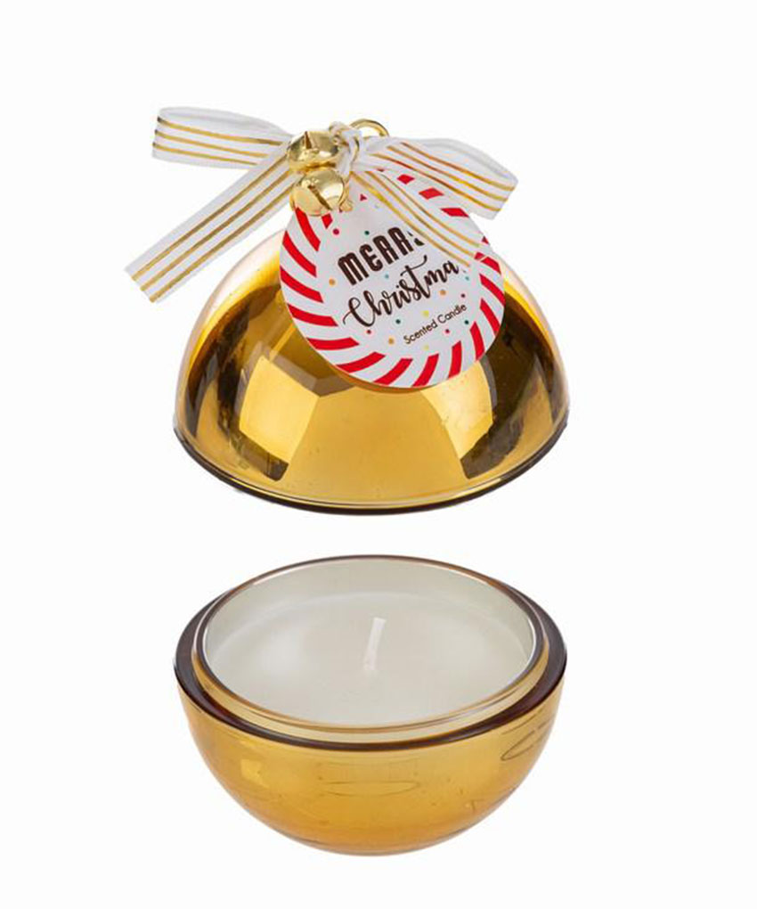 Candela profumata oro in scatola di vetro 8×h.11 cm – MC Bomboniere