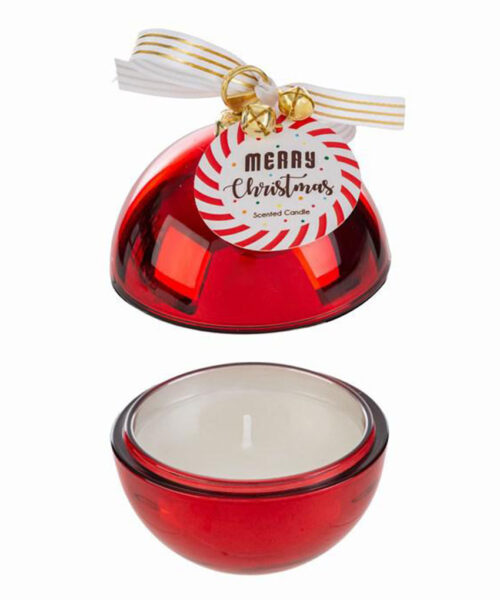 Candela profumata rossa in scatola di vetro 8×h.11 cm – MC Bomboniere