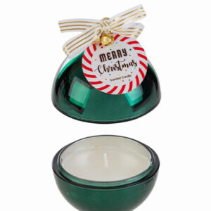 Candela profumata verde in scatola di vetro 8×h.11 cm – MC Bomboniere