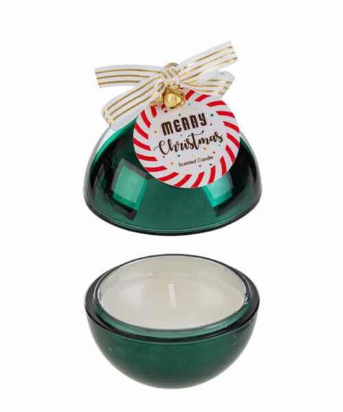 Candela profumata verde in scatola di vetro 8×h.11 cm – MC Bomboniere