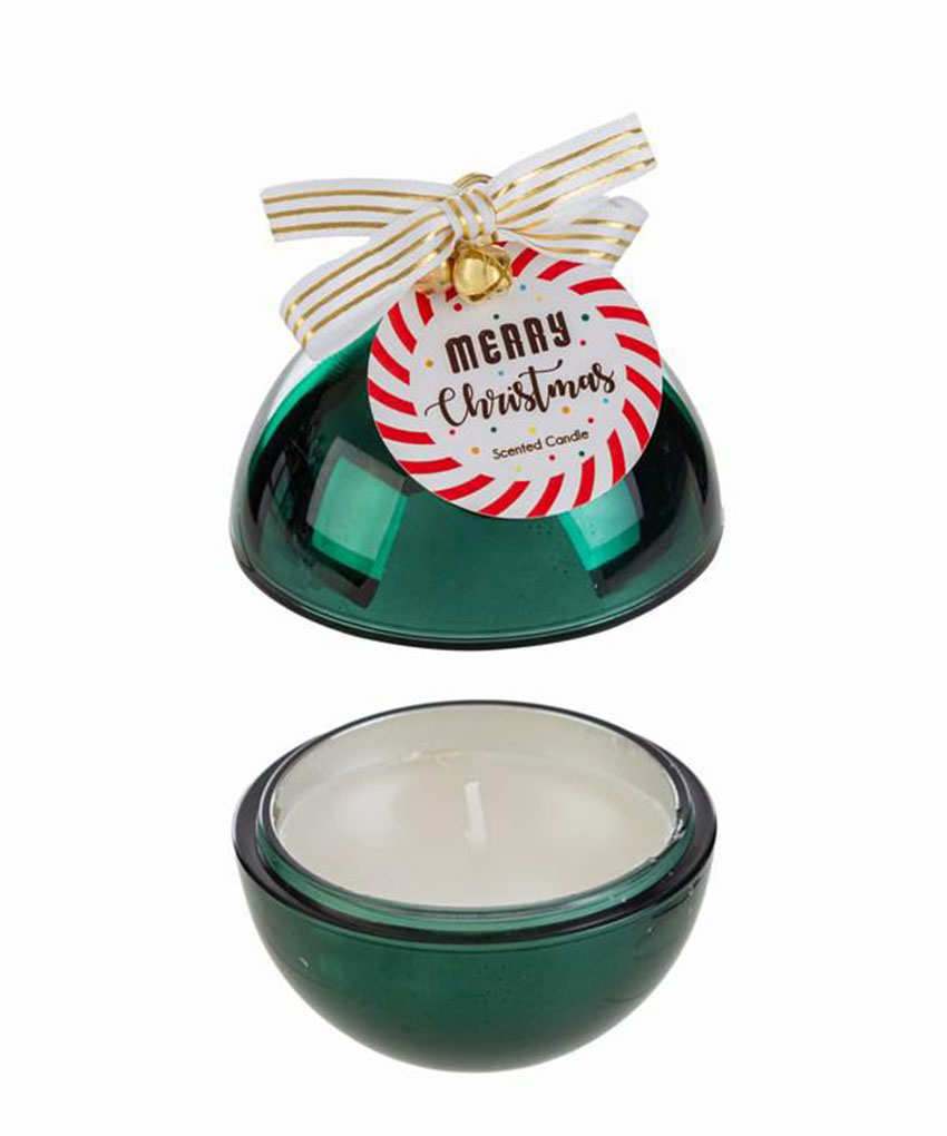 Candela profumata verde in scatola di vetro 8×h.11 cm – MC Bomboniere