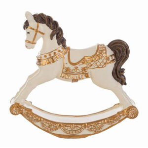 Cavalluccio natalizio in resina panna 12×3×h.11,5 cm – MC Bomboniere