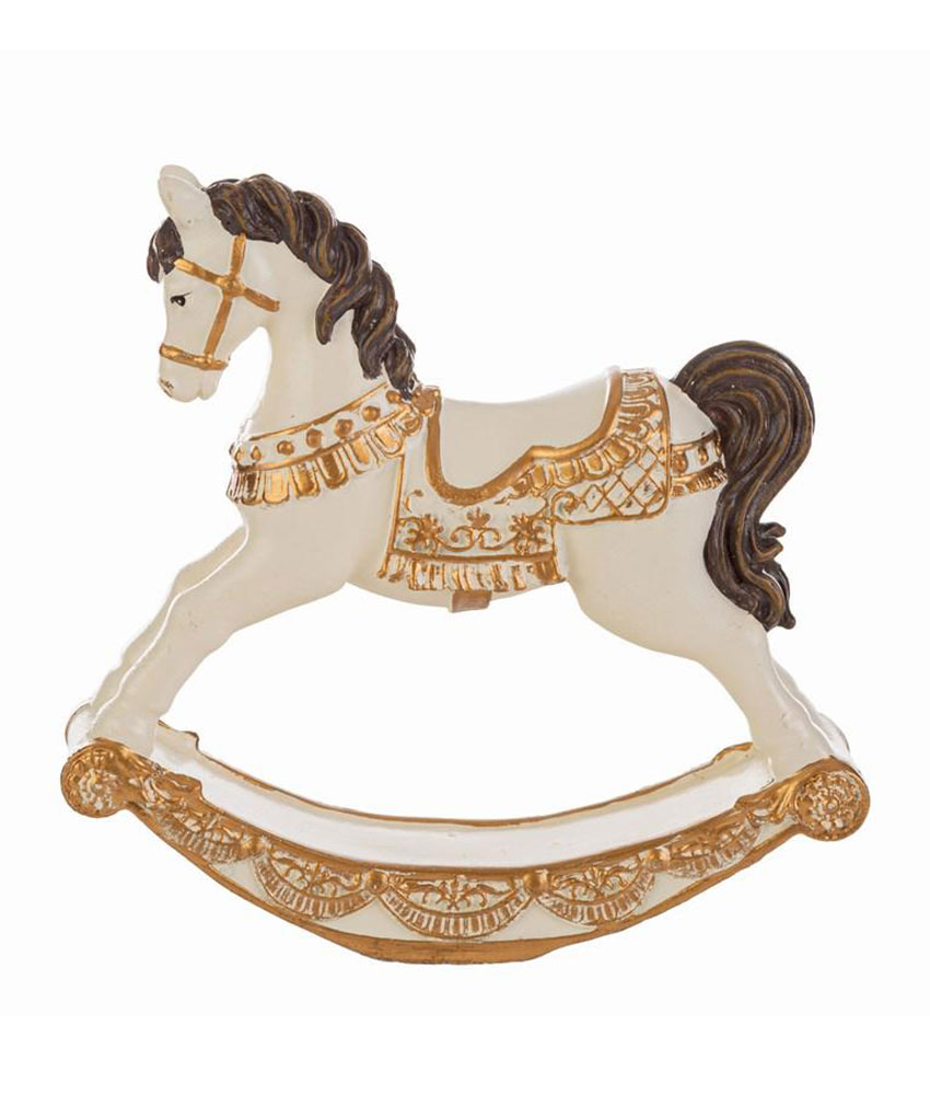 Cavalluccio natalizio in resina panna 12×3×h.11,5 cm – MC Bomboniere