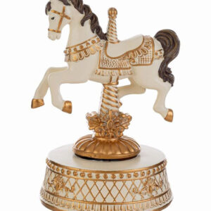 Carillon cavalluccio natalizio in resina panna 12×11×h.17 cm – MC Bomboniere