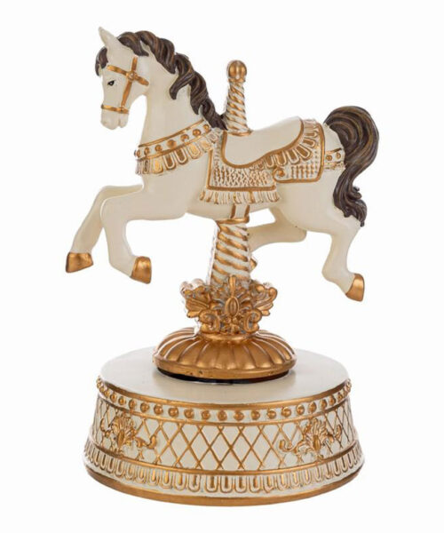 Carillon cavalluccio natalizio in resina panna 12×11×h.17 cm – MC Bomboniere