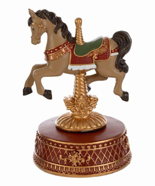 Carillon cavalluccio natalizio in resina beige 12×11×h.17 cm – MC Bomboniere