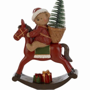 Cavalluccio orsetto natalizio in resina 12x4xh.17,5 cm – MC Bomboniere