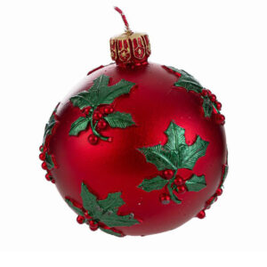 Candela sfera natalizia rossa diam. 9 cm – MC Bomboniere