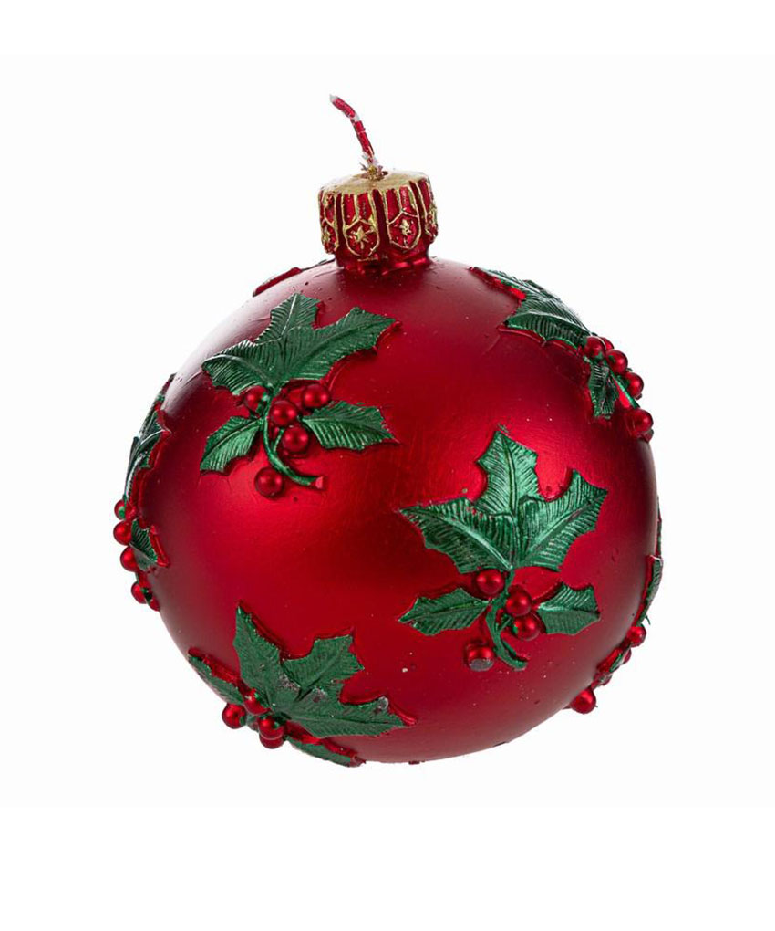 Candela sfera natalizia rossa diam. 9 cm – MC Bomboniere