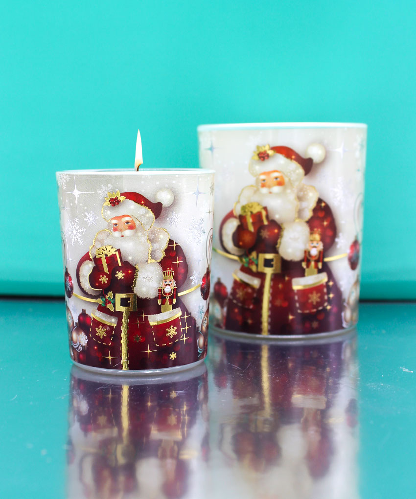 Candela Profumata Babbo Natale Bianco in Bicchiere | Vaniglia