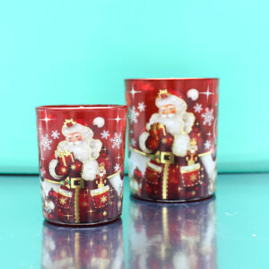 BICCHIERE CON CANDELA PROFUMATA – BABBO NATALE Rosso (Vaniglia)