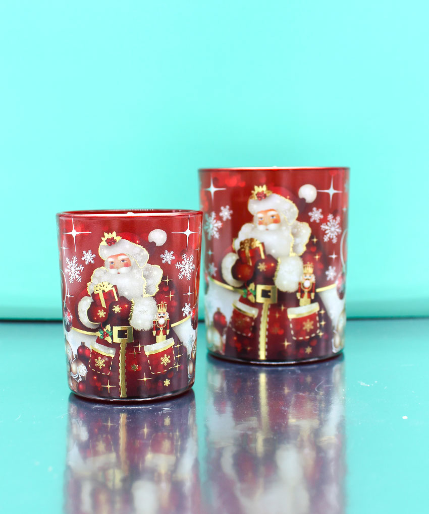 BICCHIERE CON CANDELA PROFUMATA – BABBO NATALE Rosso (Vaniglia)