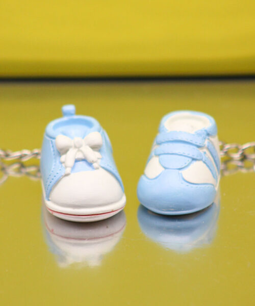 Portachiavi Scarpette Celeste 5 cm – Bomboniera Nascita e Battesimo – 2 Modelli