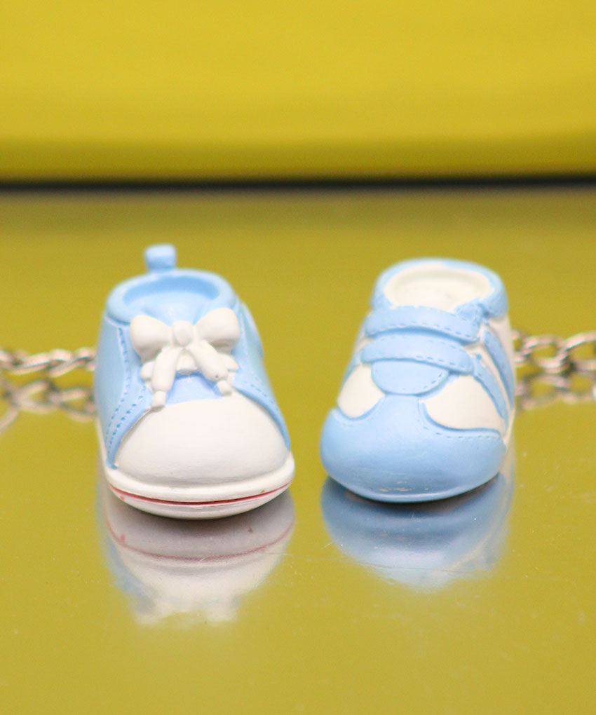 Portachiavi Scarpette Celeste 5 cm – Bomboniera Nascita e Battesimo – 2 Modelli