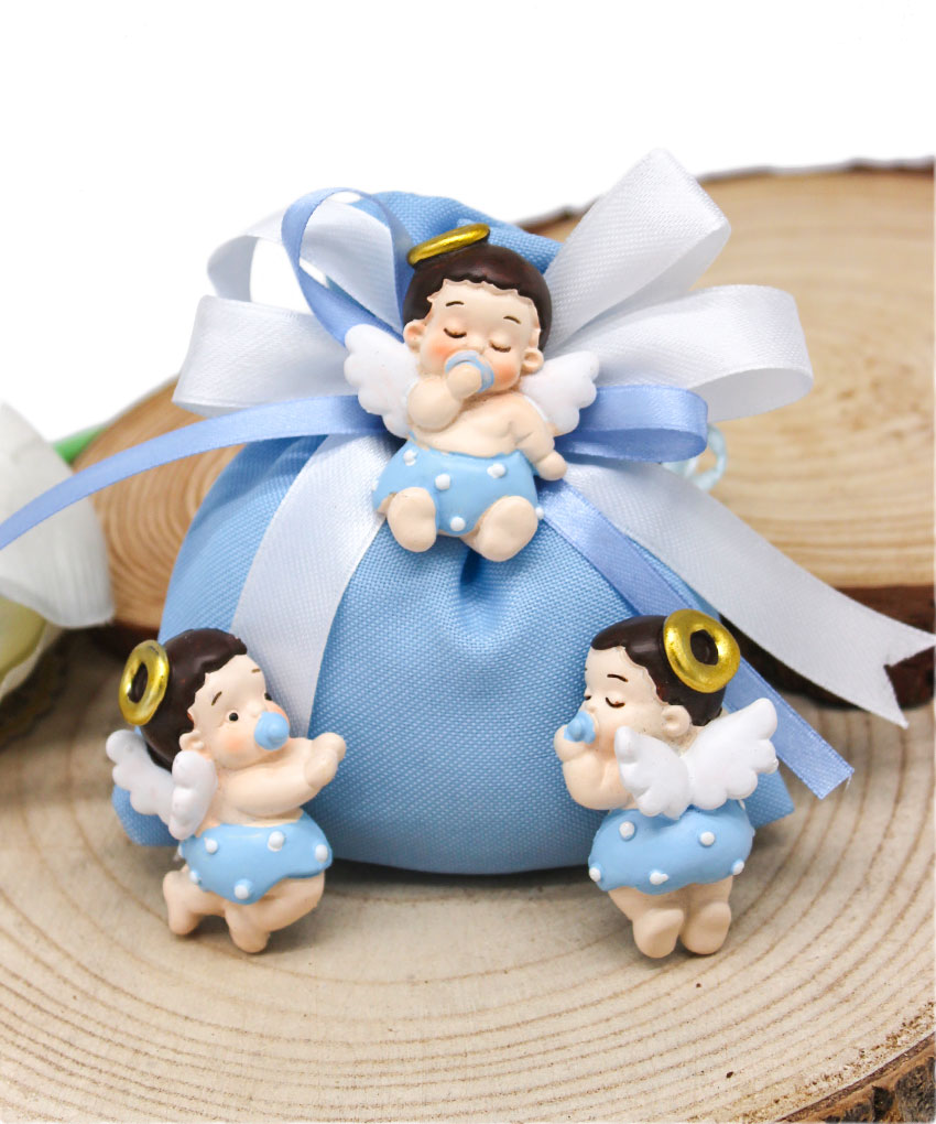 Angioletto Calamita Celeste 5 cm – Bomboniera Nascita e Battesimo