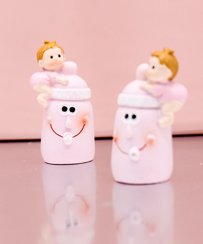 Biberon Statuina Rosa 6 cm – Bomboniera Nascita e Battesimo