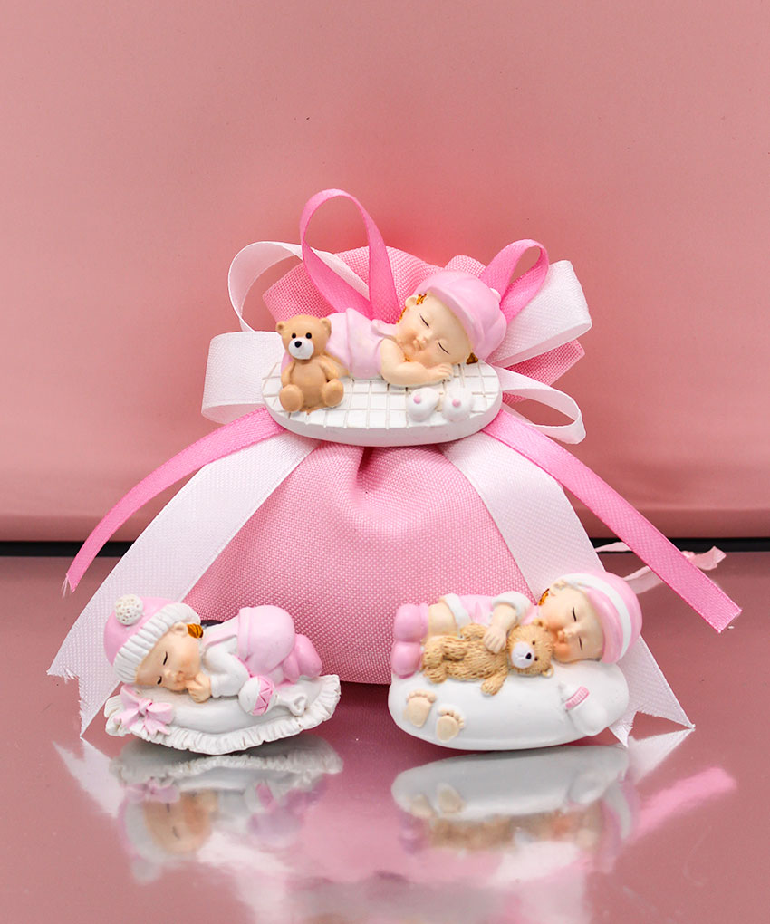 Magnete Neonato Rosa 5 cm – Bomboniera Nascita e Battesimo