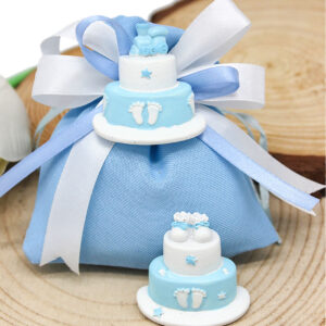 Magnete Torta Baby Celeste 5 cm – Bomboniera Nascita e Battesimo