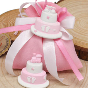 Magnete Torta Baby Rosa 5 cm – Bomboniera Nascita e Battesimo