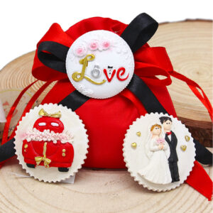 Bustina Sposi con Magnete Tondo 5 cm – Bomboniera 3 Modelli Assortiti