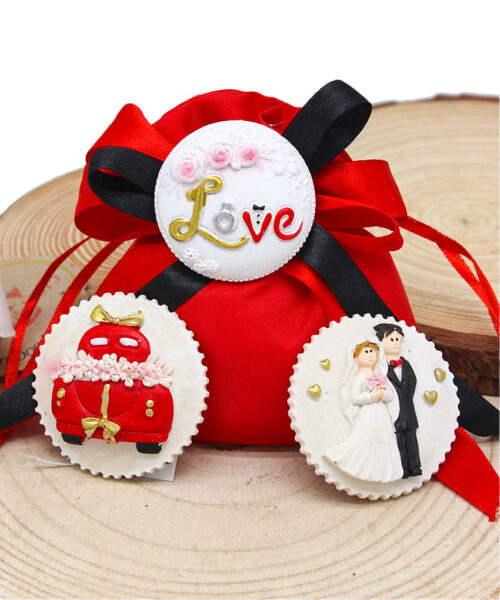 Bustina Sposi con Magnete Tondo 5 cm – Bomboniera 3 Modelli Assortiti