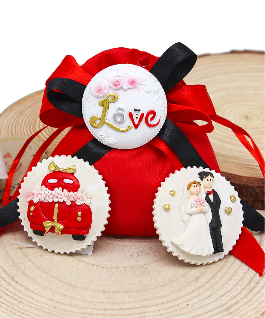 Bustina Sposi con Magnete Tondo 5 cm – Bomboniera 3 Modelli Assortiti