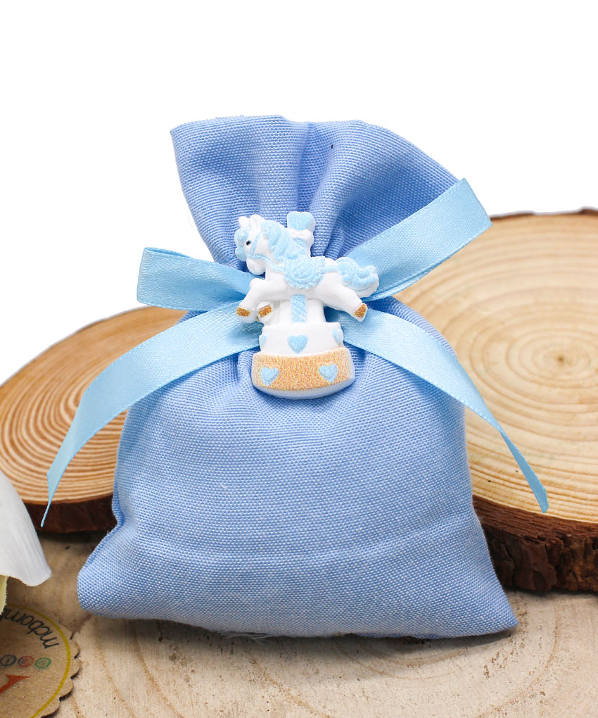 K234-C – SACCHETTINO CELESTE CON GIOSTRINA – Bomboniera Completa di Confezione