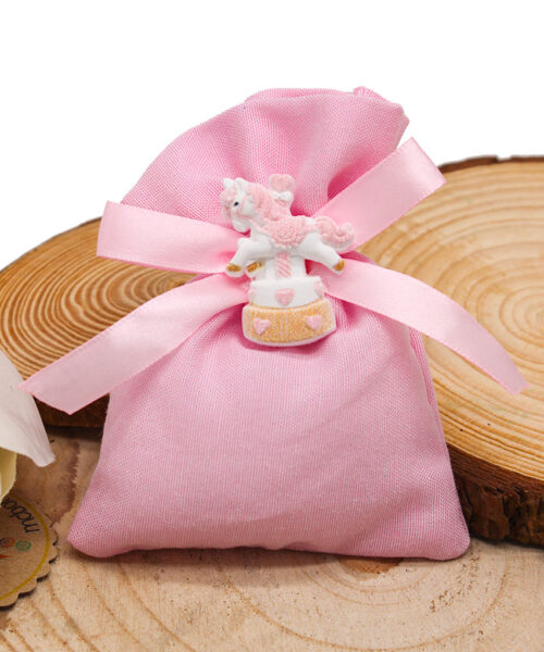 K234-R – SACCHETTINO ROSA CON GIOSTRINA – Bomboniera Completa di Confezione