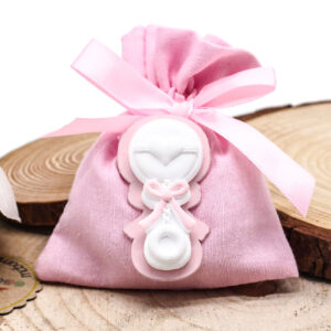 SACCHETTINO ROSA CON SONAGLINO – Bomboniera Completa di Confezione