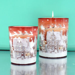 Bicchiere con Candela Profumata Paesaggio Rosso (Vaniglia)