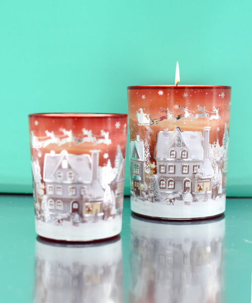 Bicchiere con Candela Profumata Paesaggio Rosso (Vaniglia)