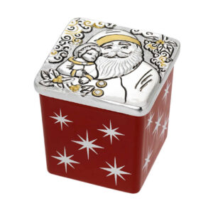 Vasetto Candela Profumata 50×50 50 gr con Coperchio Argentato – Decoro Babbo Natale