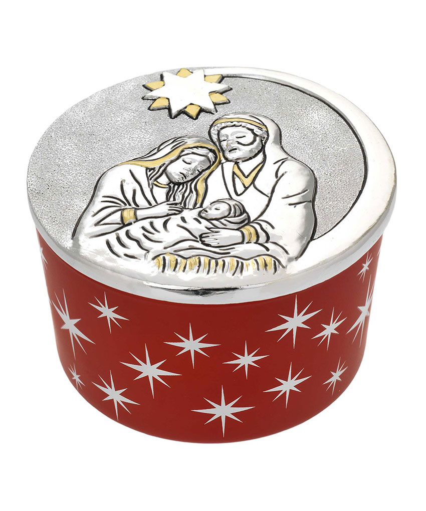 Vasetto Candela Profumata con Coperchio Argentato Presepe – 200 g