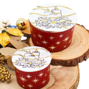 Vasetto Candela Profumata con Coperchio Argentato – Decoro Candele Natalizie – 200 g