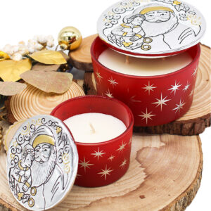 Vasetto Candela Profumata con Coperchio Argentato Babbo Natale – 200 g