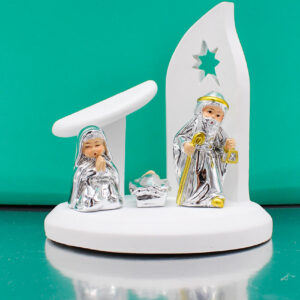 Presepe con Capanna e Soggetti Sacra Famiglia in Argento