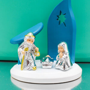 Presepe con Capanna Ottanio e Soggetti Sacra Famiglia in Argento