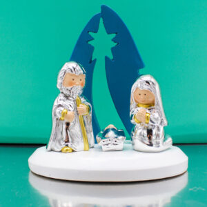 Presepe con Capanna Ottanio e Soggetti Sacra Famiglia in Argento