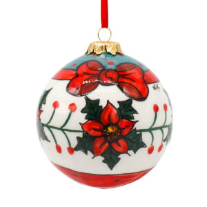 Pallina di Natale in Ceramica Dipinta a Mano - Stelle di Natale