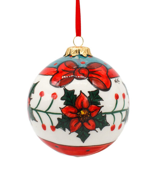 Pallina di Natale in Ceramica Dipinta a Mano - Stelle di Natale
