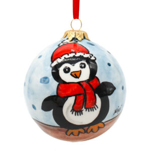 Pallina di Natale in Ceramica Dipinta a Mano - Pinguino