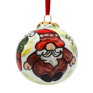 Pallina di Natale in Ceramica Dipinta a Mano - Elfo di Babbo Natale