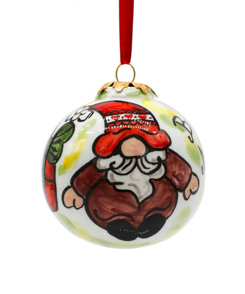 Pallina di Natale in Ceramica Dipinta a Mano - Elfo di Babbo Natale