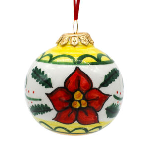 Pallina di Natale in Ceramica Dipinta a Mano - Fiore di Natale