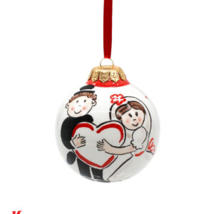 Pallina di Natale in Ceramica Dipinta a Mano - Coppia Sposi