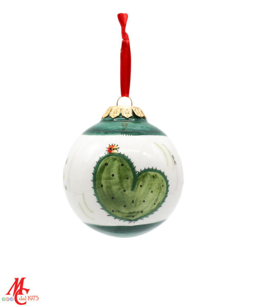 Pallina di Natale in Ceramica Dipinta a Mano - Fichi d'India