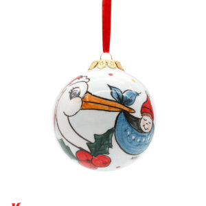 Pallina di Natale in Ceramica Dipinta a Mano - Fiocco Natalizio